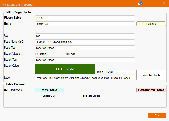 Click to view PlugIn table