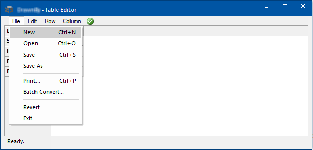 Click to view the resulting Empty/New table